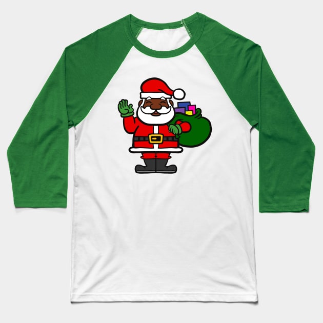 african black santa claus christmas Baseball T-Shirt by gossiprag